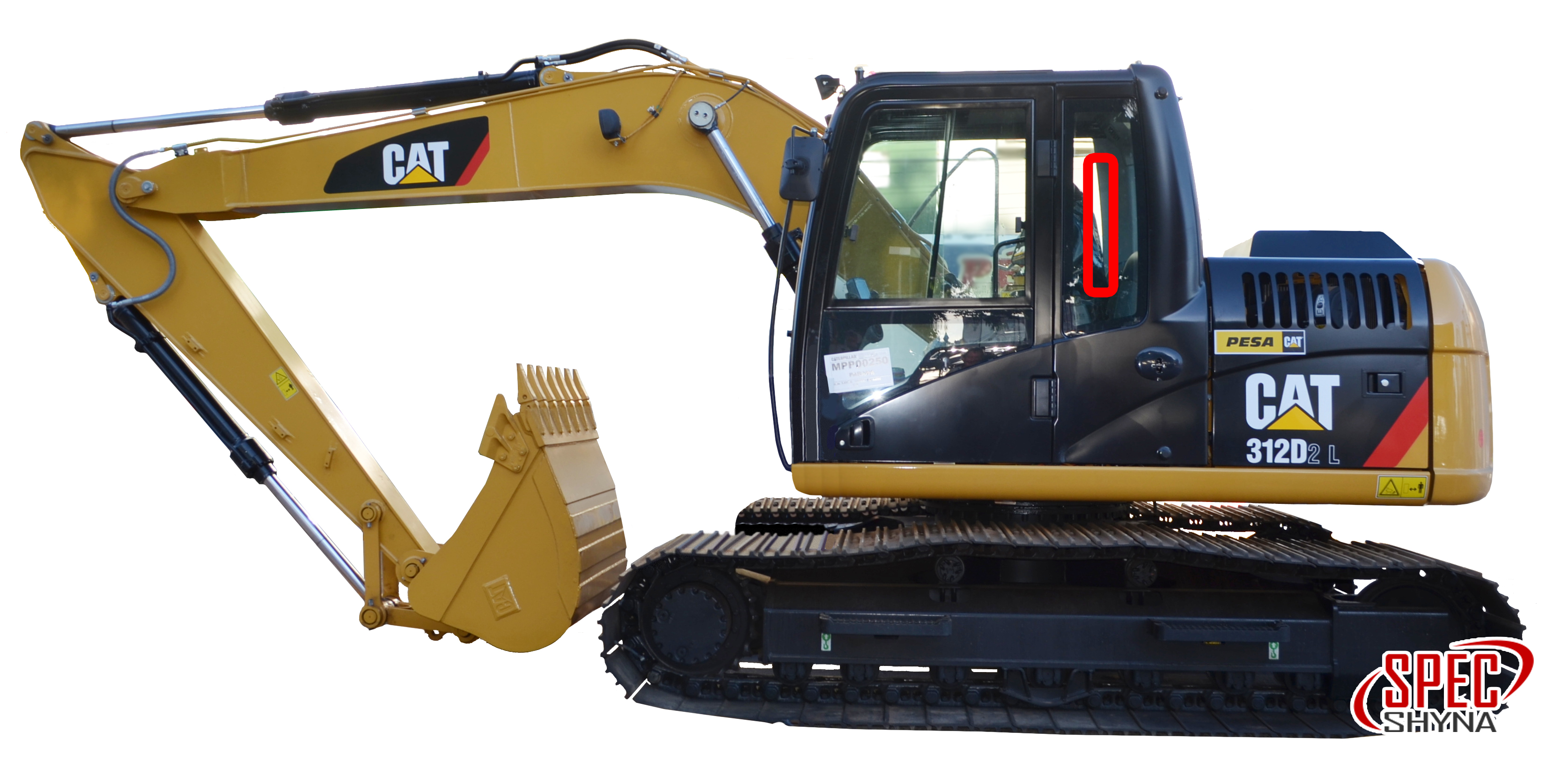 Стекло на Caterpillar 312 D2L кузовное заднее левое | Купить стекла для  спецтехники 312 D2L