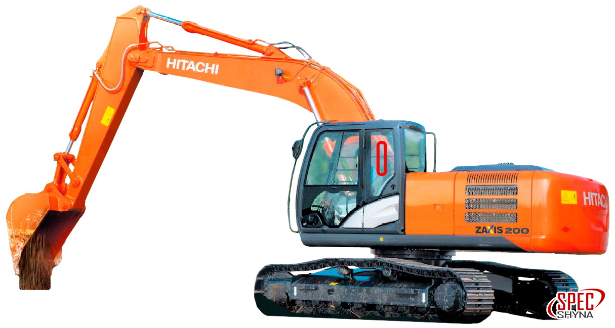 Стекло на Hitachi ZX 200 LCN-3 кузовное заднее левое | Купить стекла для  спецтехники ZX 200 LCN 3